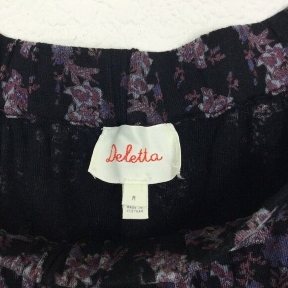 Deletta Anthropologie Floral Cold Shoulder Blouse Size Medium - Picture 4 of 7